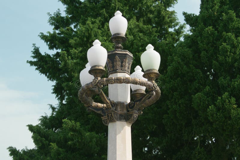 Street Lamp at the Park with Trees Background Stock Photo Image of