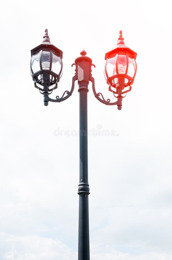 Street lamp retro on blue sky stock image