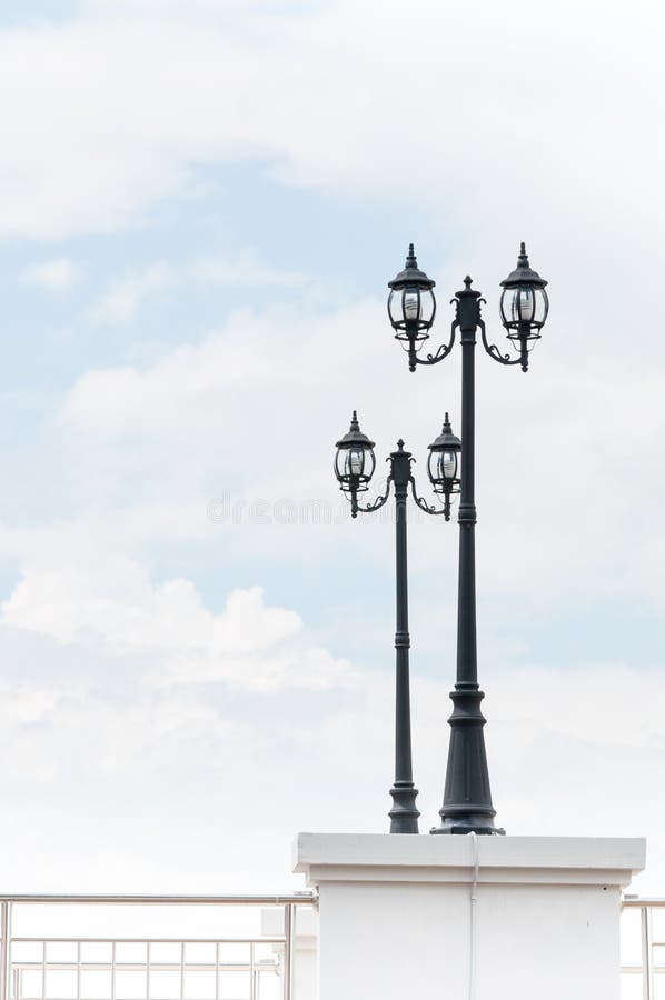 Street lamp retro on blue sky royalty free stock photos