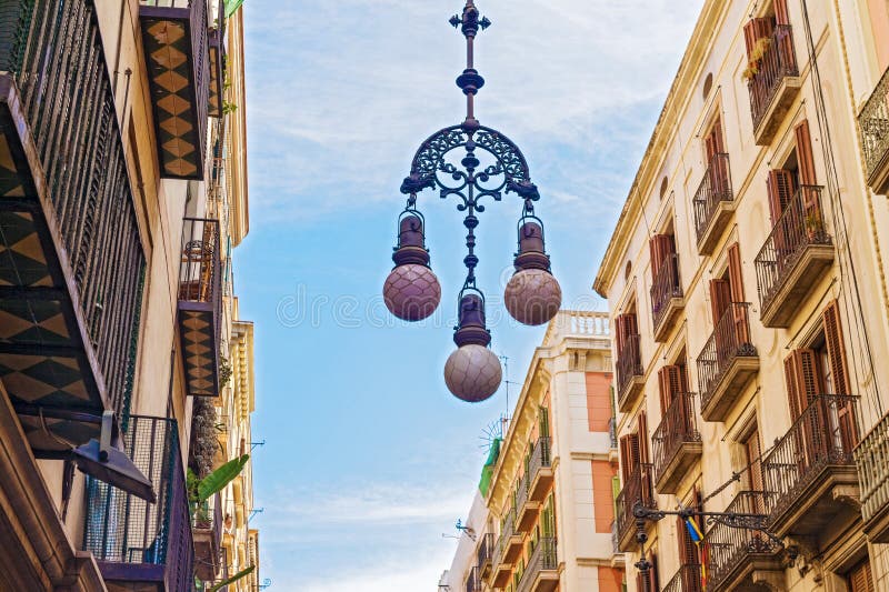 Street lamps in Barcelona, Spain