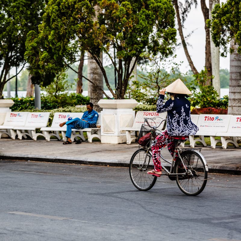 Street life in Can Tho City, Mekong Delta, Vietnam. stock photography