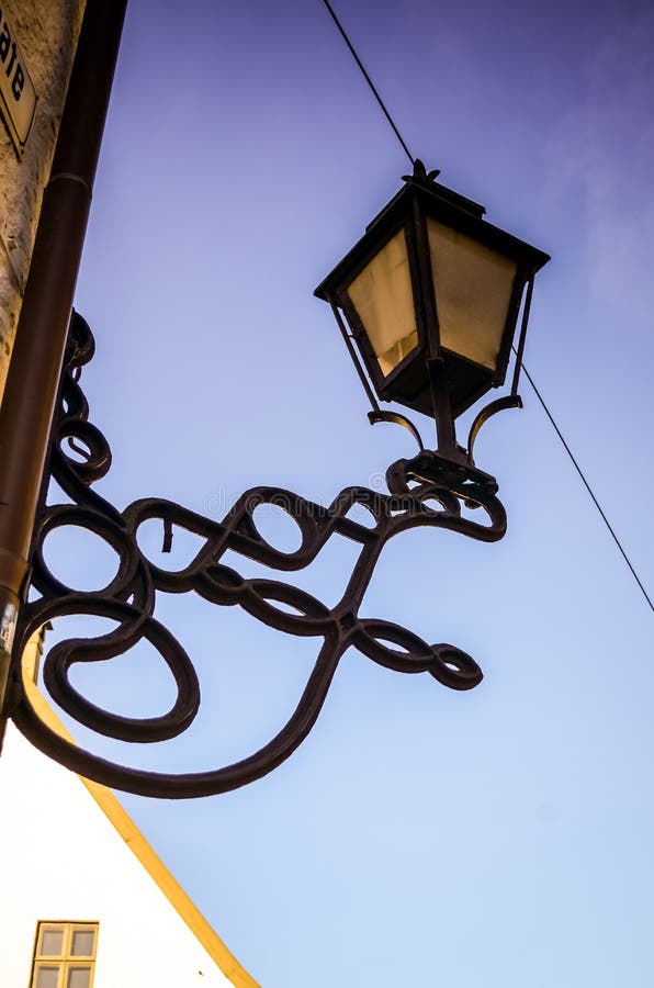 Street Light Hanging on Facades in Bergen Stock Photo Image of