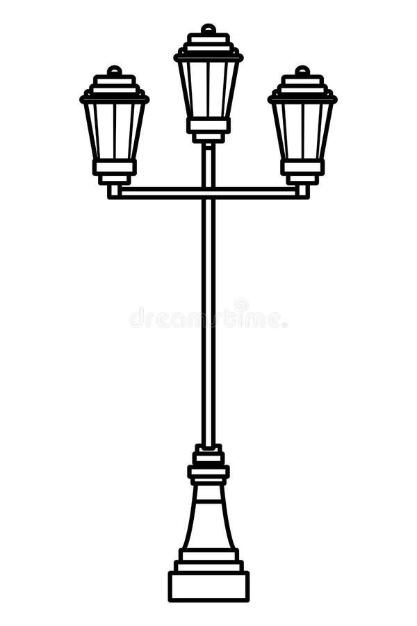 Street Light Isolated in Black and White Stock Vector Illustration of collection, classic