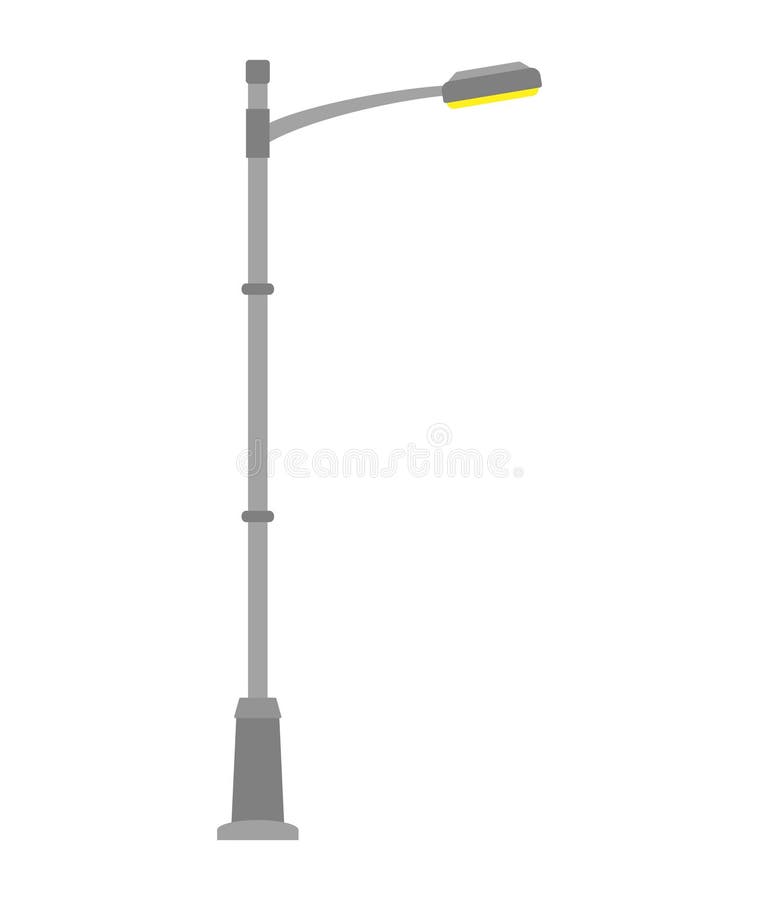 Street light isolated on white background. Outdoor Lamp post in flat style.