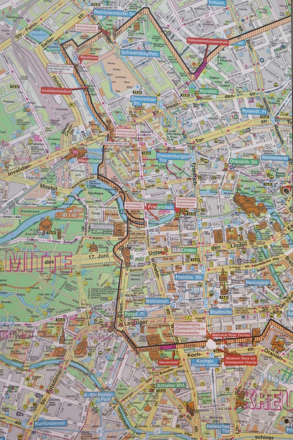 Street Map Of Berlin Wall Stock Image Image Of Germany