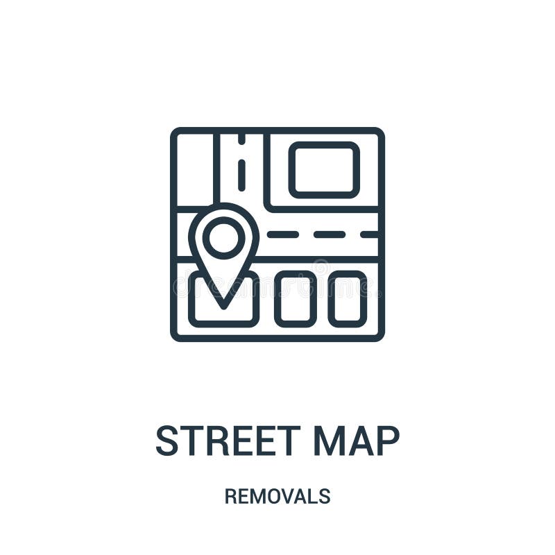 Street map icon vector from removals collection. Thin line street map outline icon vector illustration. Linear symbol for use on web and mobile apps, logo, print media. Removals symbol vectors