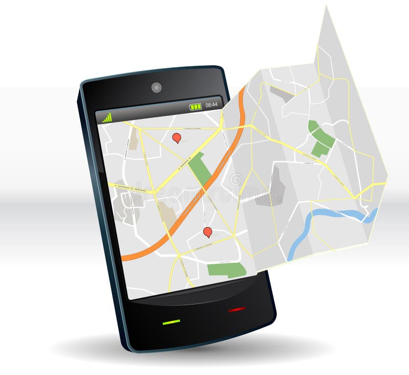 Street Map On Smartphone Mobile Device royalty free illustration