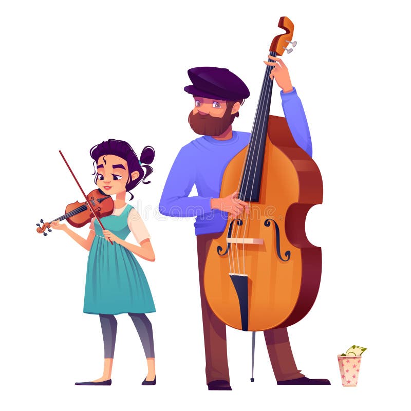 Street musician band people vector illustration royalty free illustration