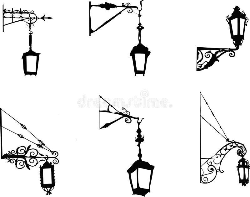 Street old lamps vector