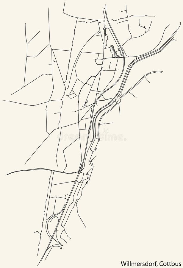 Street Roads Map Of The WILLMERSDORF DISTRICT, COTTBUS Stock Vector