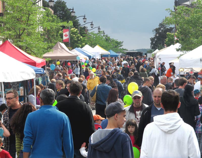 Street scene at a street fair.