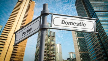 Street Sign Domestic Versus Foreign Stock Photo Image Of Foreign Expand 149499472