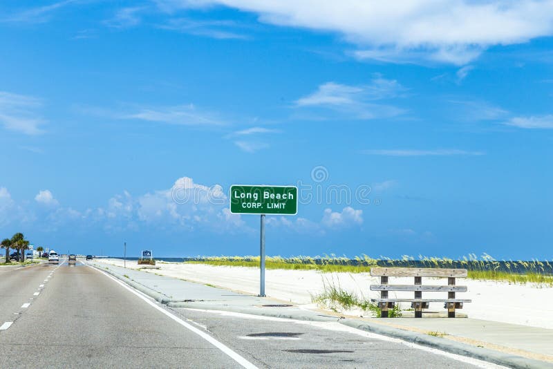 Street sign Long Beach at highway