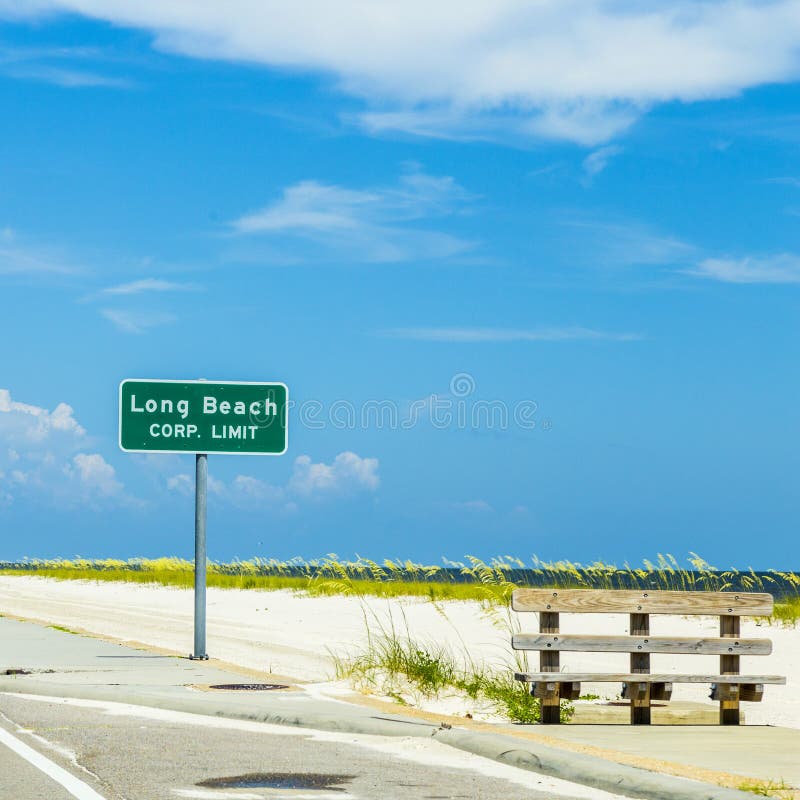 Street sign Long Beach at highway