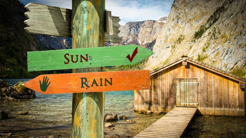 Street Sign Sun versus Rain