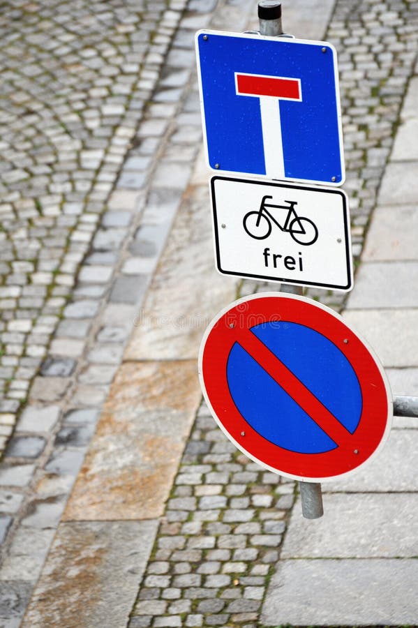 Street signs in Germany stock image. Image of bicycles 6106657