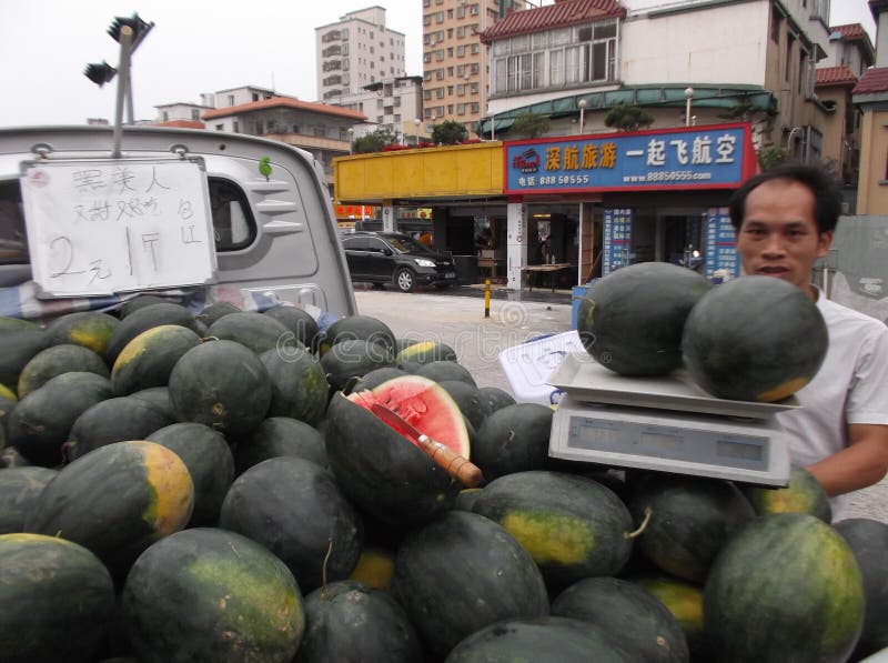 Selling Watermelon and Papaya on the Streets of Yucatan Editorial Photo ...