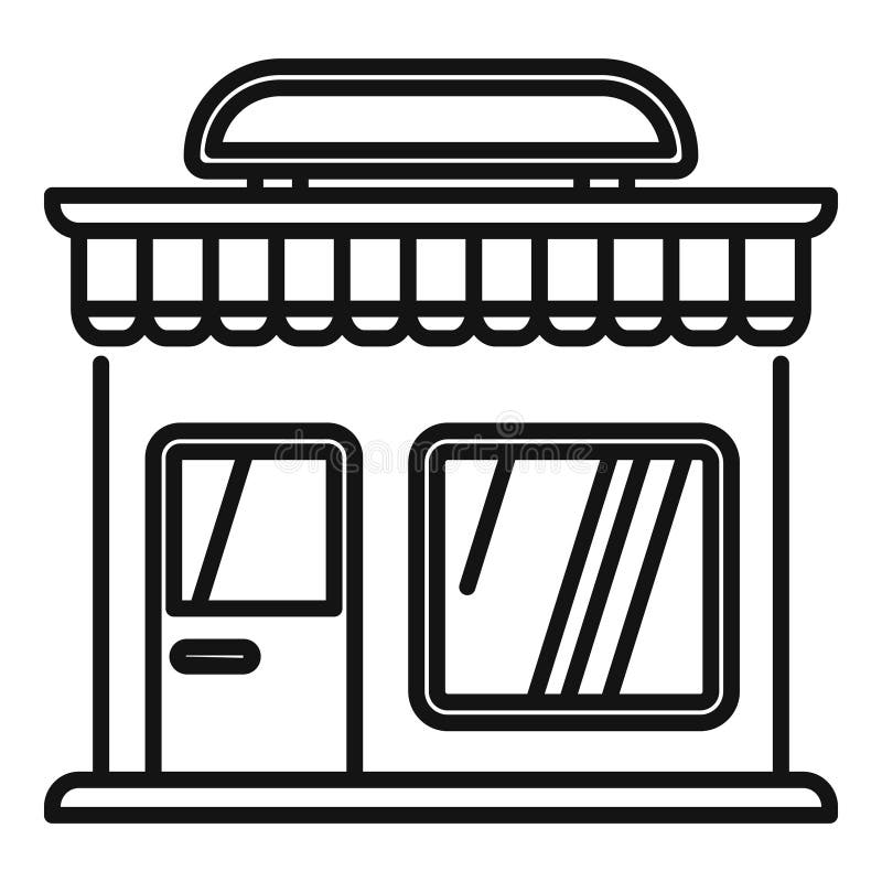 Street store building facade with awning showing open shop royalty free illustration