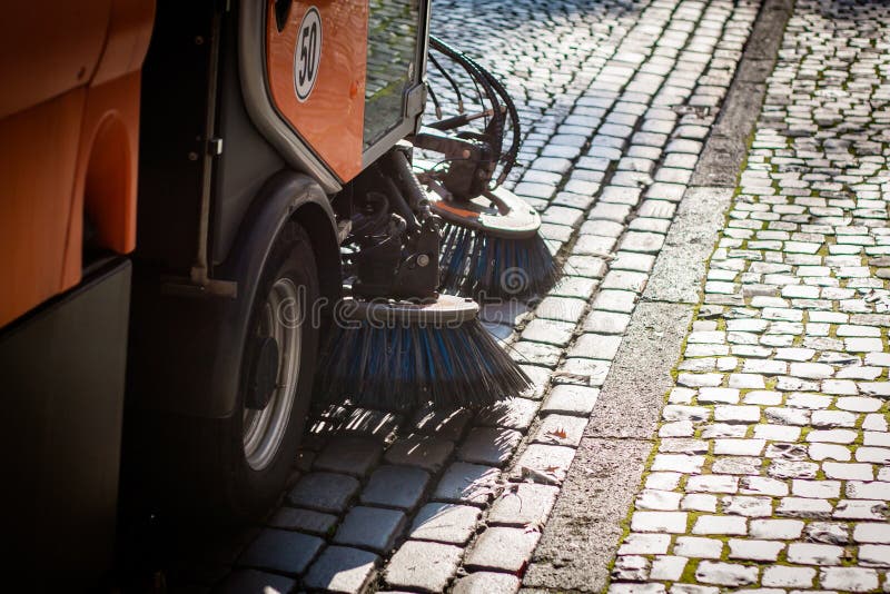 Street sweeper cleaning stock photo. Image of streets 61447612