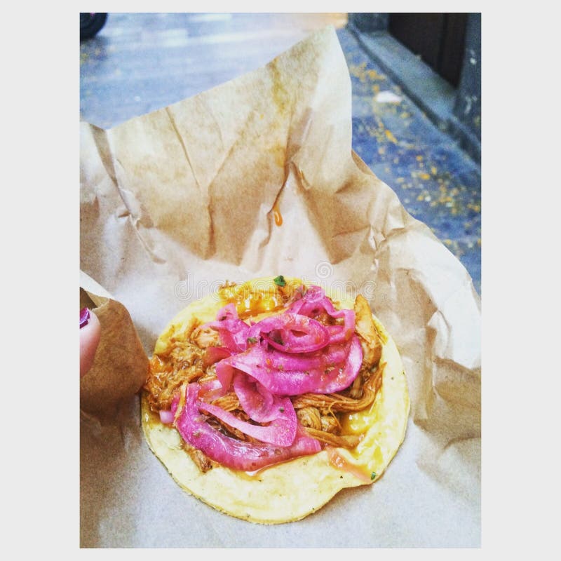 A Street Taco with Pink Onion Stock Image Image of mexico, kitchen