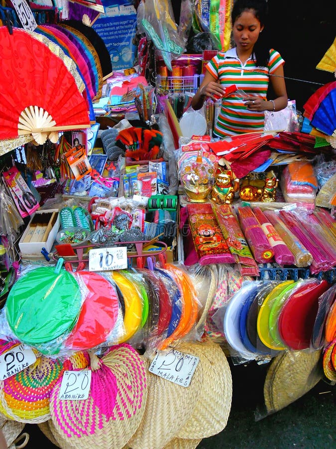 Street Vendor Selling Colored Fans in Quiapo, Manila, Philippines in ...