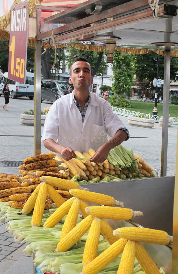 Street vendor selling corn. Istanbul