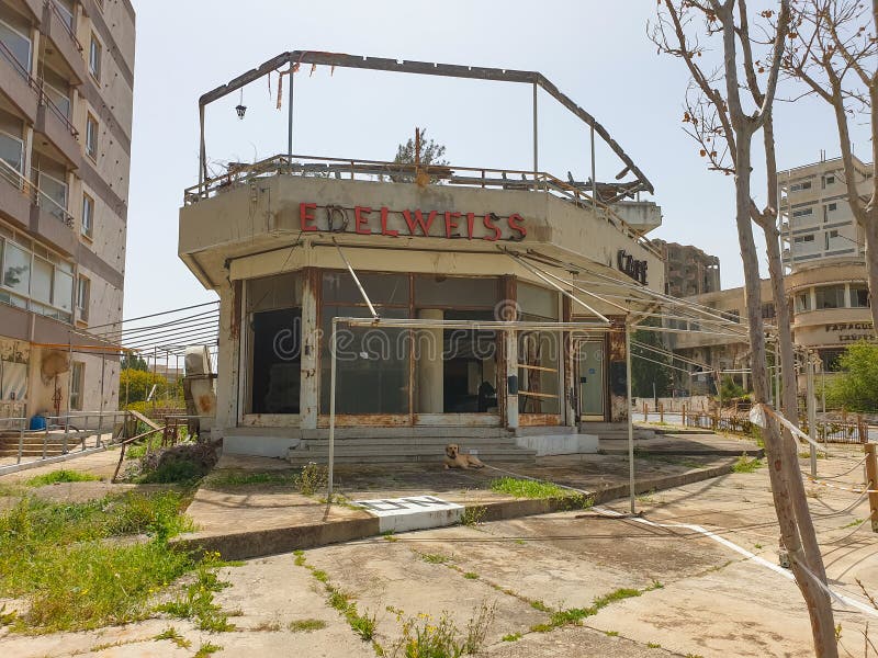 Street View of Abandoned Edelweiss Cafe in the Ghost City of Varosha