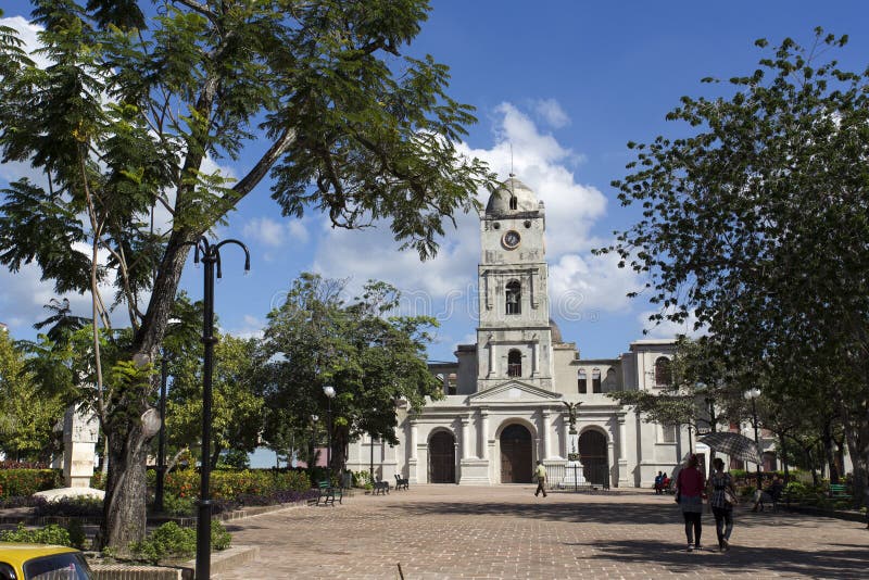 Street view in Camaguay, church. Cuba