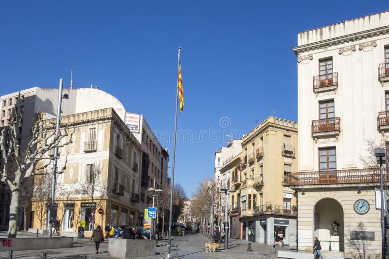 Street view, historic center in Mataro,Spain. royalty free stock image