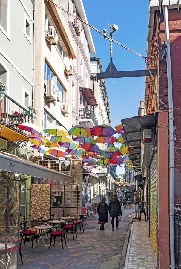 Street view of karakoy from the touristic town of Istanbul with modern and old buildings, stock photos Street view of karakoy from the touristic town of Istanbul with modern and old buildings, stock photos