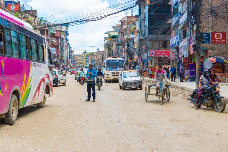 Street View in Kathmandu, Nepal Editorial Stock Image - Image of gear