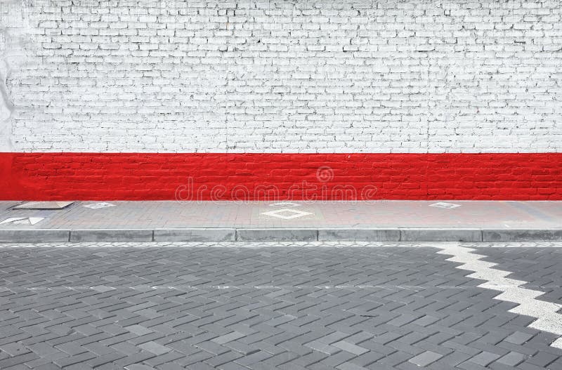 Street view of an old brick wall, urban background royalty free stock images