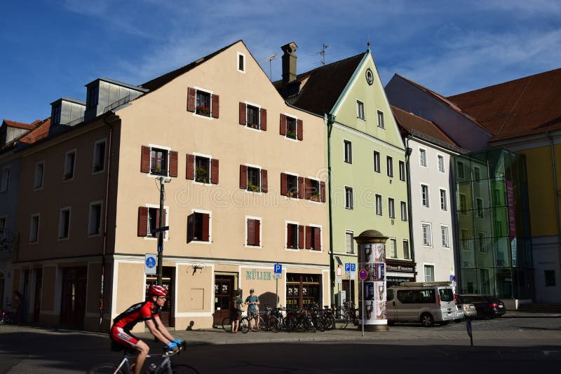 Street view in Regensburg, Germany stock photo