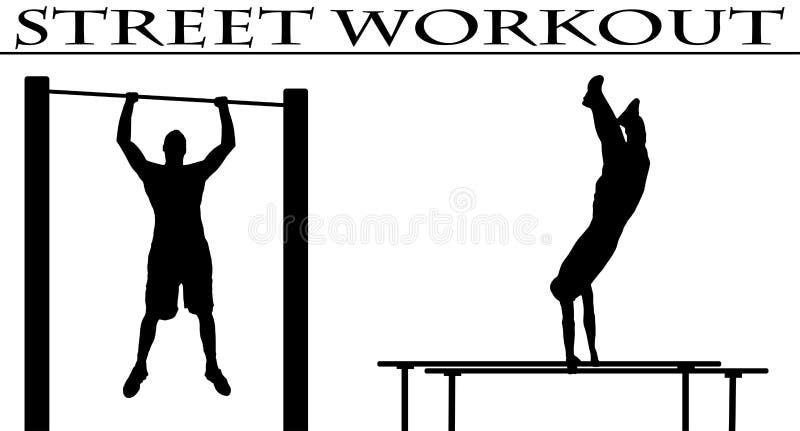 Vector illustration silhouettes of street workout people. Street workout vectors