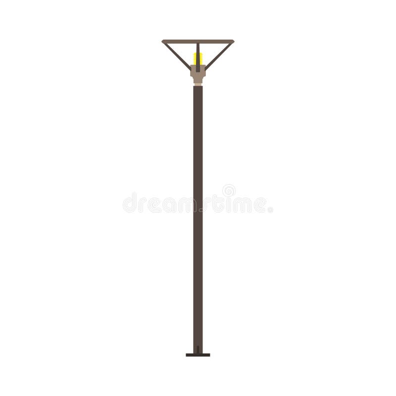 Street yellow light lamp city vector illumination post. Urban old exterior icon equipment highway