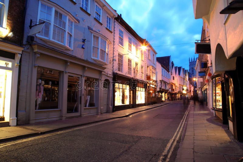 Evening street in York stock image. Image of york, street 24276293