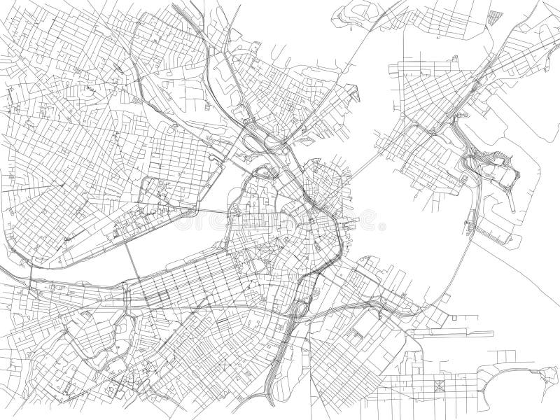 Streets of Boston, city map, Massachusetts, United States vector illustration Streets of Boston, city map, Massachusetts, United States vector illustration