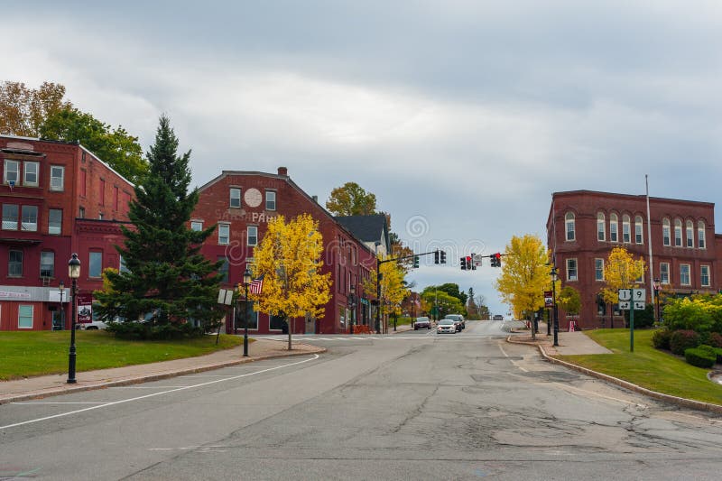 Streets of Calais, Maine stock image. Image of brick 154511247