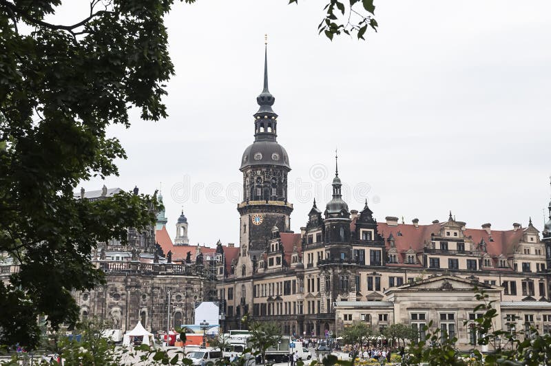Streets of Dresden stock photo. Image of pavers, center 55095746