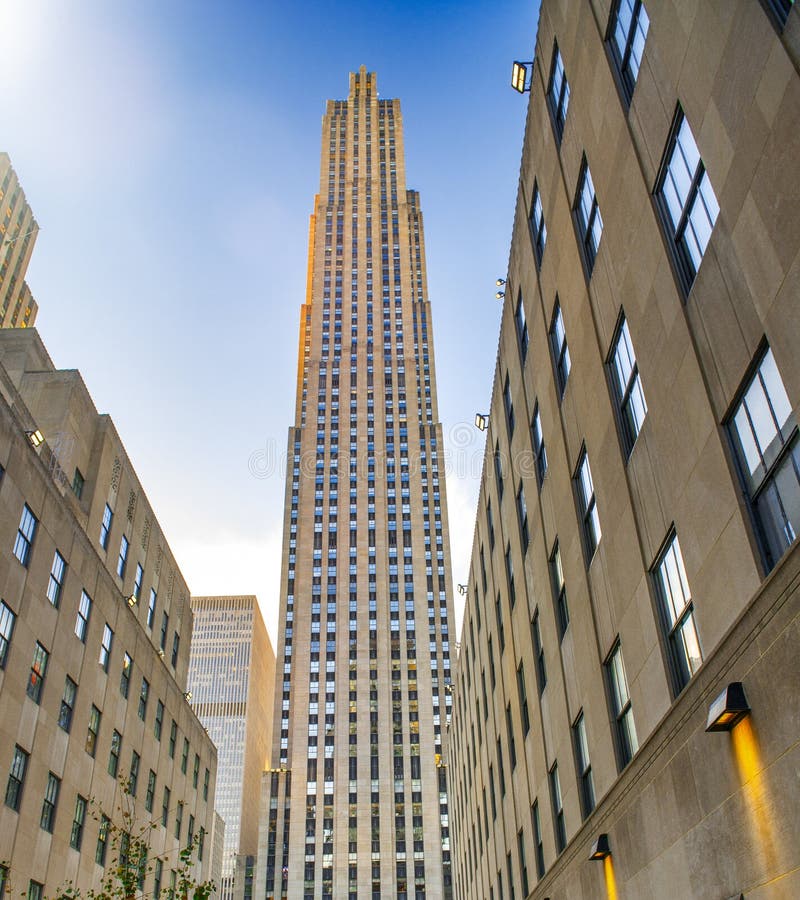 Streets of Manhattan. New York City Skyline from a Lower Viewpoint
