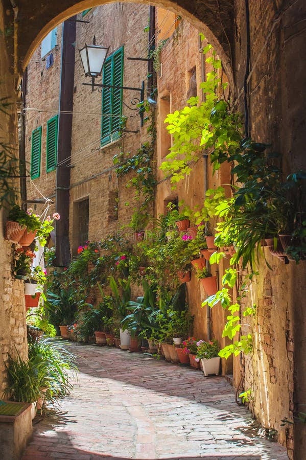 The Streets Of The Old Italian City Of Siena Stock Image 