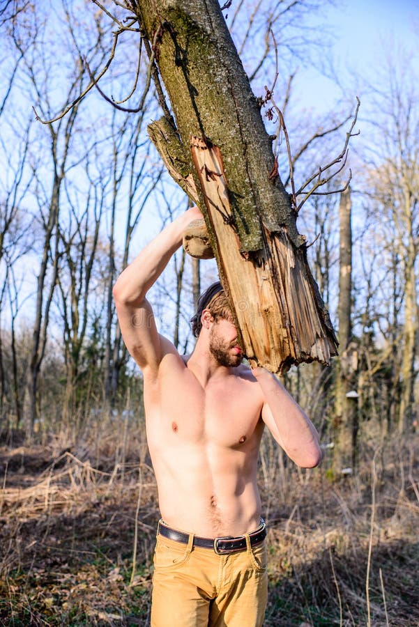 Lumberjack or woodman naked.