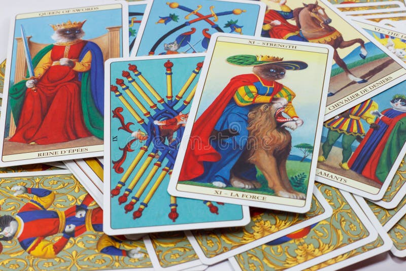 Strength, Tarot card on white background. stock images Strength, Tarot card on white background. stock images