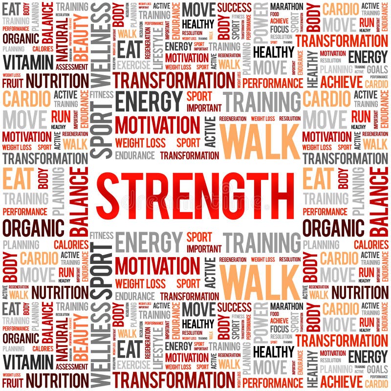 Strength word cloud stock illustration. Illustration of doctor 199360700