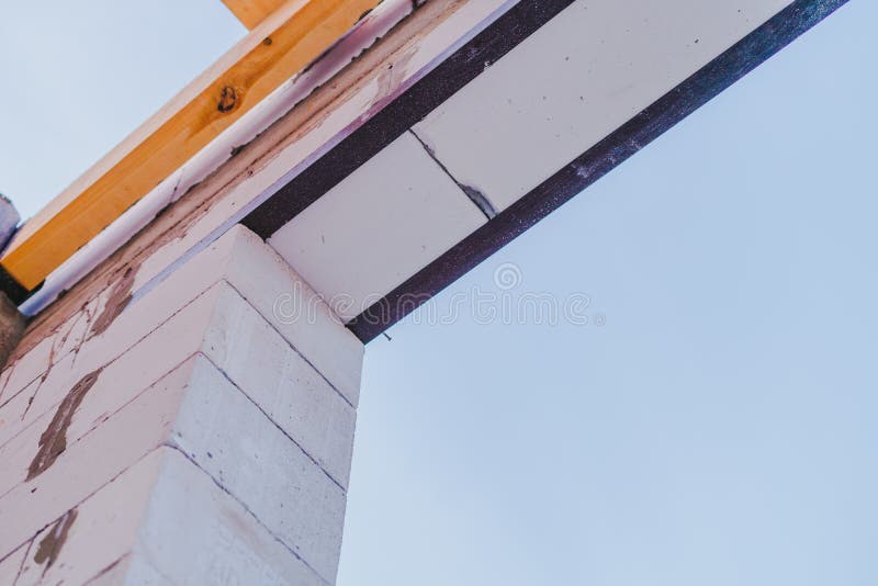 Strengthening the Doorway in the Wall from Foam Blocks Stock Image