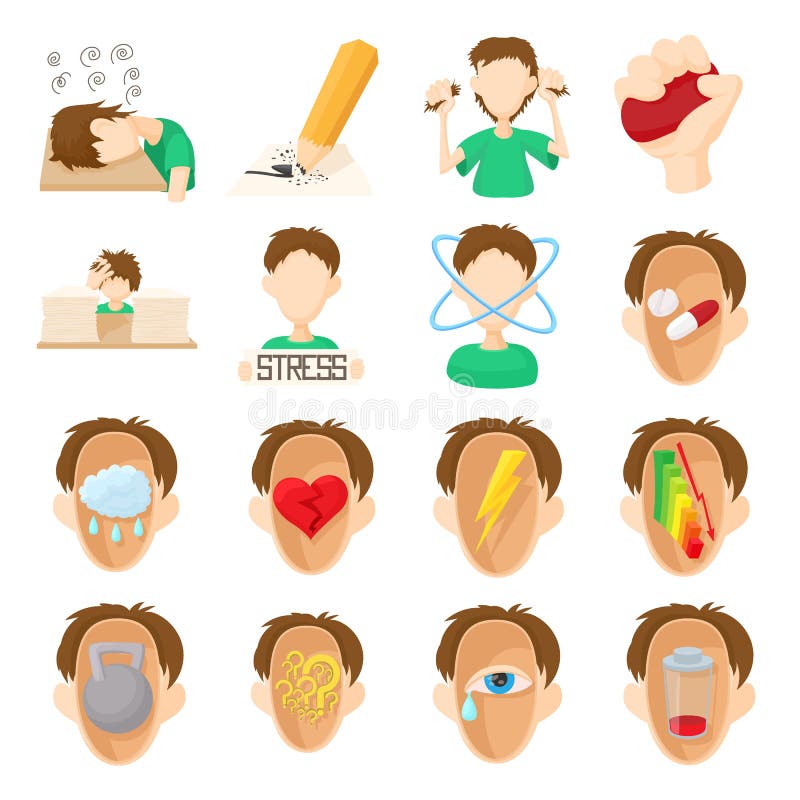Stress Icons Set, Cartoon Style Stock Vector - Illustration of disease, anxiety: 70827157 Stress Icons Set, Cartoon Style Stock Vector - Illustration of disease, anxiety: 70827157