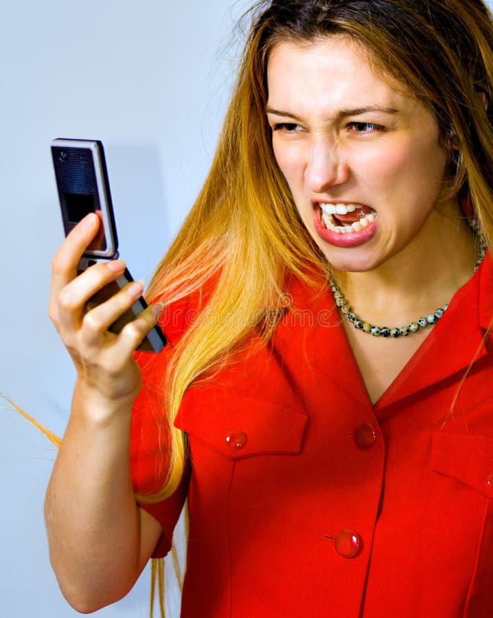 Stress and phone - scream of angry business woman stock photography Stress and phone - scream of angry business woman stock photography