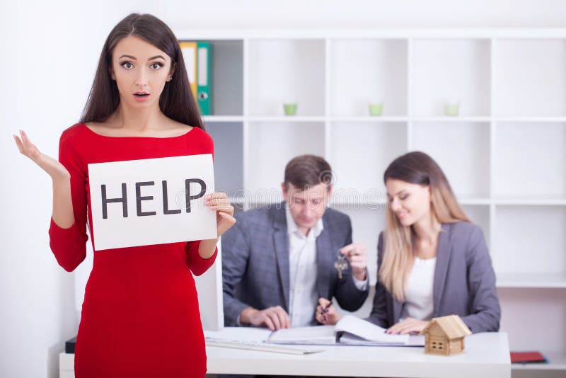 Stress woman in bad financial situation asking for help royalty free stock photos Stress woman in bad financial situation asking for help royalty free stock photos