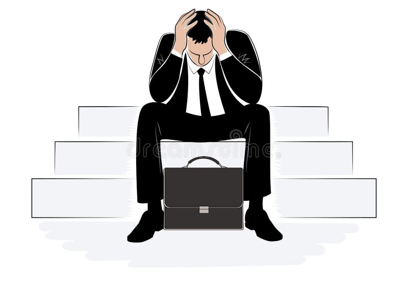 Stressad affärsman som täcker hans huvud med händer stock illustrationer Stressad affärsman som täcker hans huvud med händer stock illustrationer