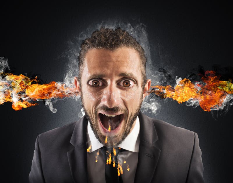 Stressed man spits fire stock photo. Image of aggressive - 60496066